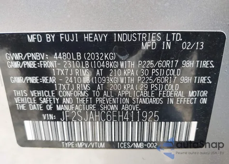 2014 Subaru Forester 2.5I Limited from USA, damaged, VIN JF2SJAHC6EH411925